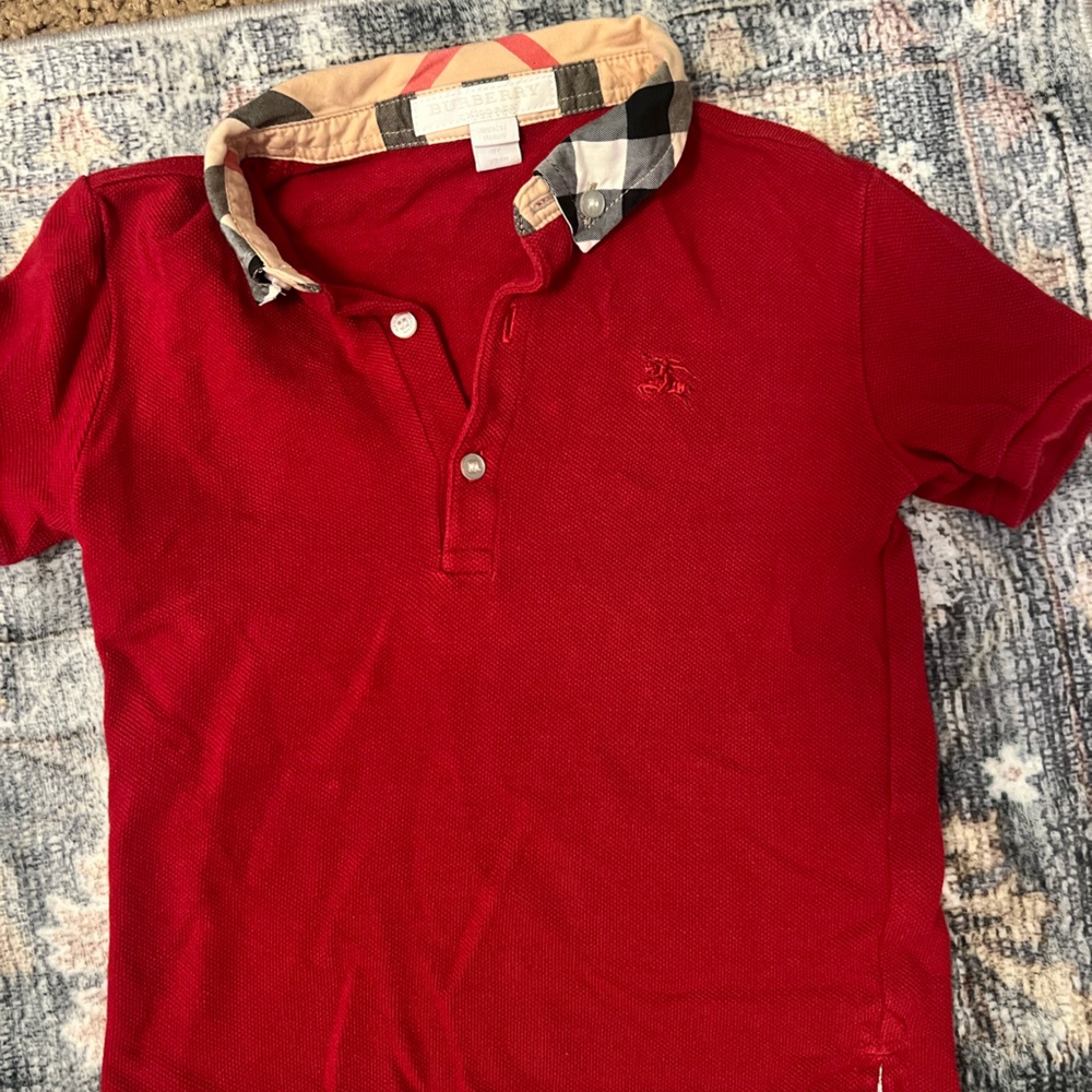 Burberry Red Polo Shirt with Check Collar